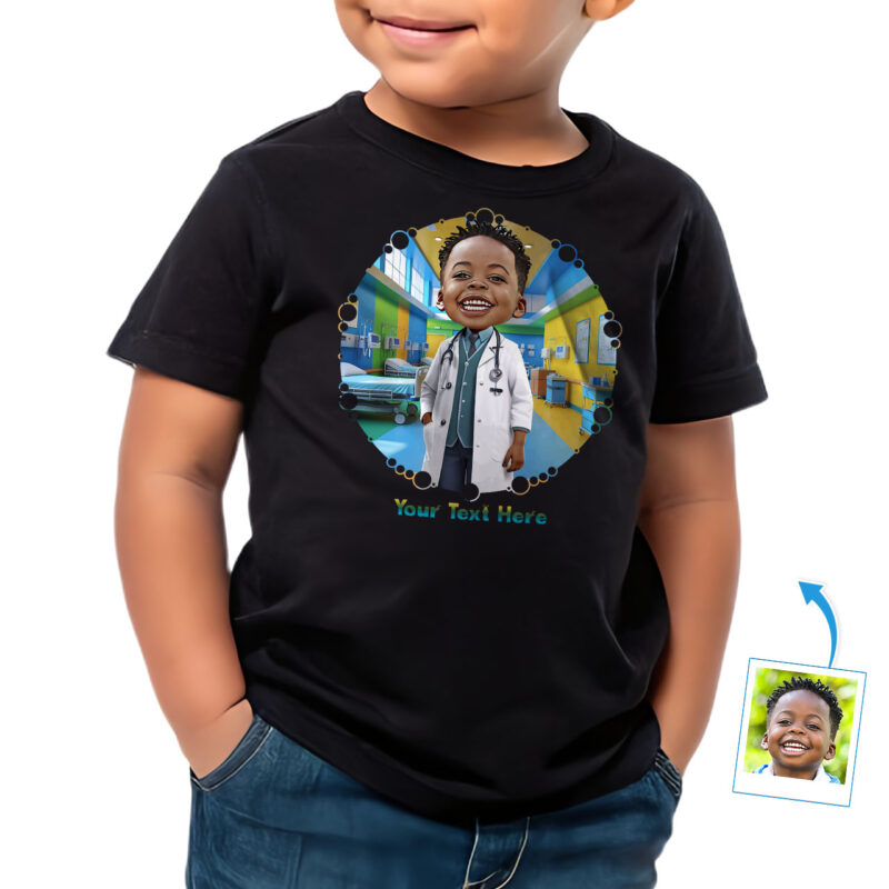 Custom Doctor Inspiration T-Shirt for Toddler Boys - Cotton DTG Personalized Photo Gift to Inspire Future Healthcare Heroes Toddler Boy T-shirts www.customywear.com